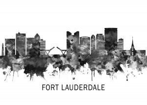 Fort Lauderdale Florida Skyline BW